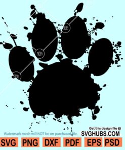 Paint Splatter Dog Paw Print SVG