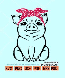 Pig with Bandana Svg, Pig Bandana Svg, cute pig svg, farmhouse svg, girl shirt svg, pig face svg