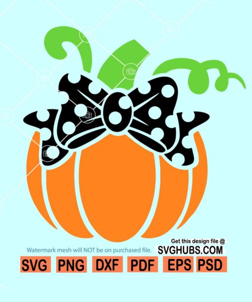 Pumpkin with Bow Svg, Cute Pumpkin Svg, Girl Halloween Svg, kids Halloween svg, Fall Cut Files