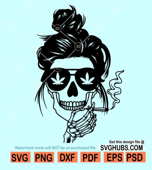 Skull Smoking Weed SVG