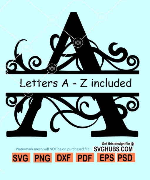 Split letter monogram svg, Split Monogram Svg, Alphabet letters Svg, split letters bundle svg