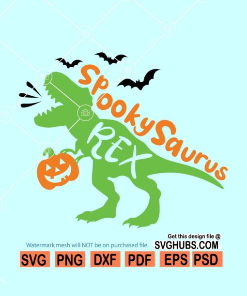 Spooky Saurus Rex Svg, Dinosaur Pumkin Svg, spookysaurus svg, Halloween Dinosaur Svg