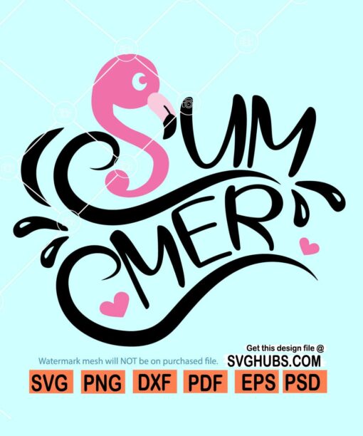 Summer flamingo SVG, Hello Summer SVG, flamingo summer svg, Summer Sign SVG, beach Svg