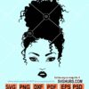 Afro woman messy bun hair svg
