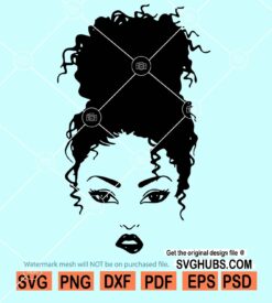 Afro woman messy bun hair svg