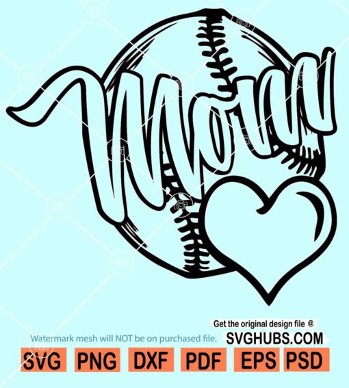 Baseball mom heart svg