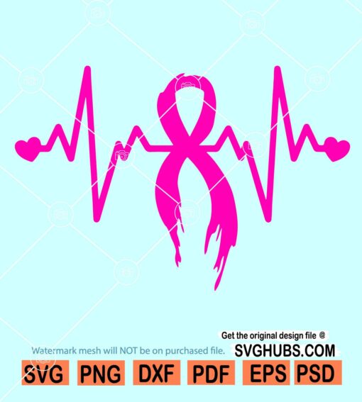 Breast Cancer Awareness Heartbeat SVG