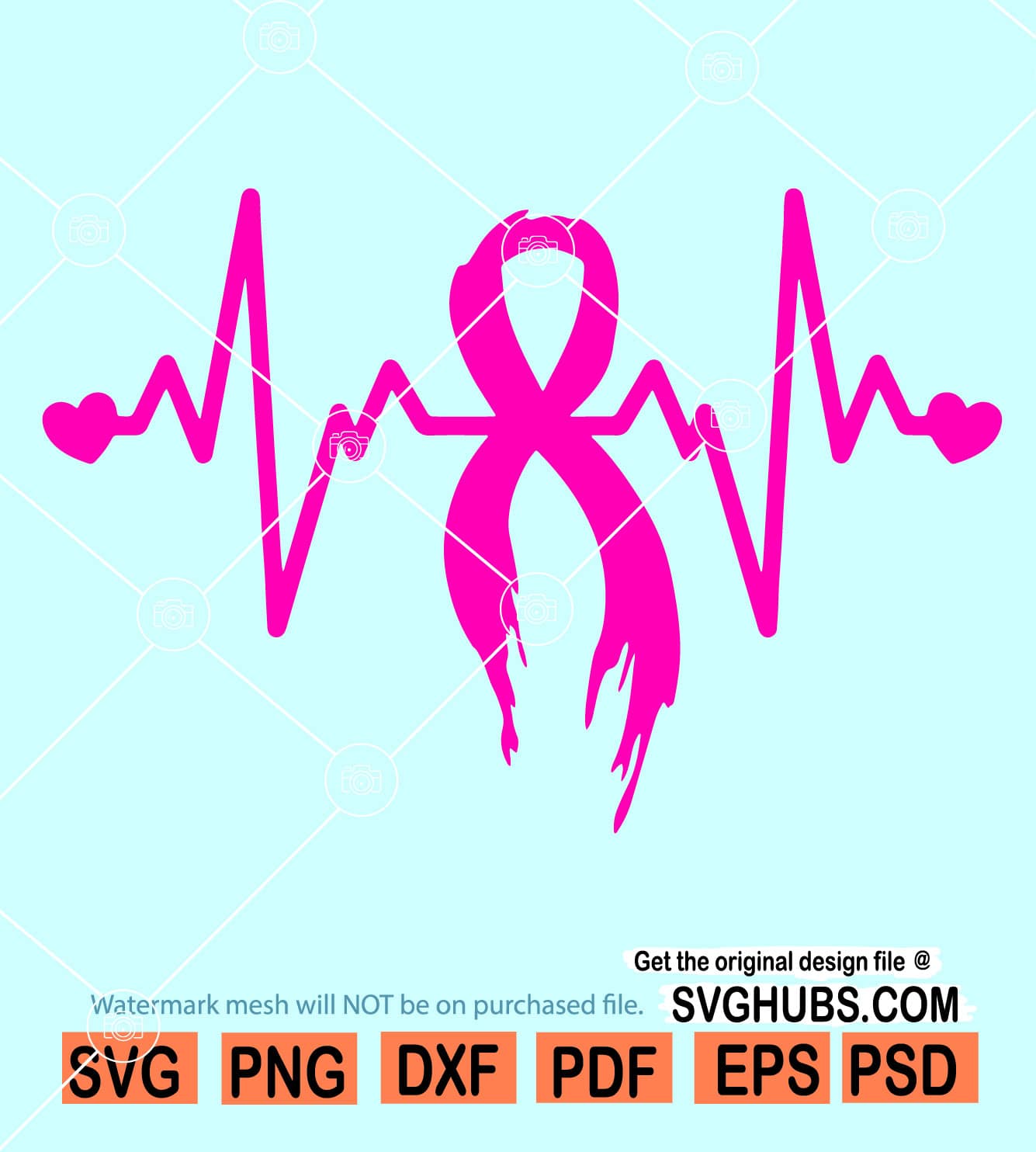 Breast Cancer Awareness Heartbeat SVG