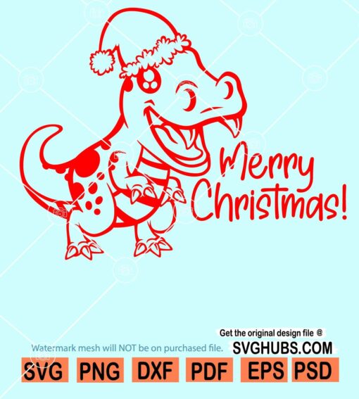 Christmas dinosaur svg