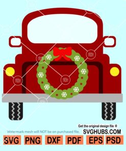 Christmas truck with flowers svg
