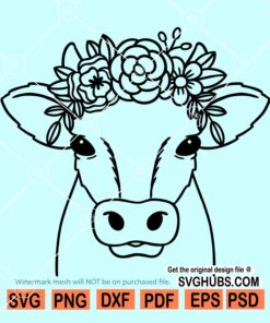 Cow with Flower Crown SVG