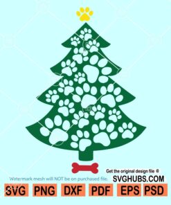 Dog Paw Christmas Tree SVG