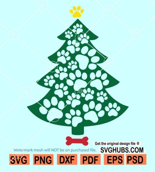 Dog Paw Christmas Tree SVG
