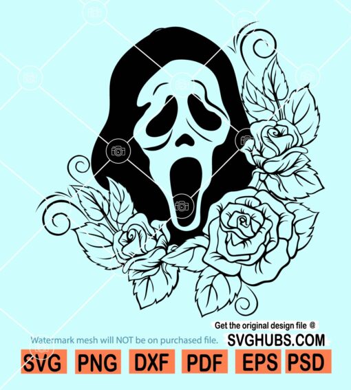 Floral Ghost svg, Ghost with flowers SVG, Ghost face svg, Halloween Ghost svg
