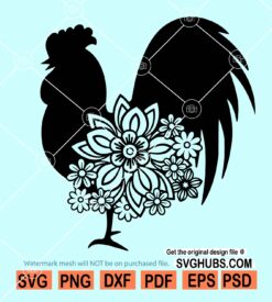 Floral Rooster SVG