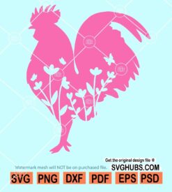Floral Rooster SVG