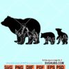 Floral bear and cubs svg
