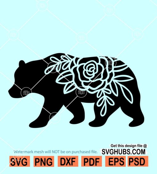 Floral mama bear SVG