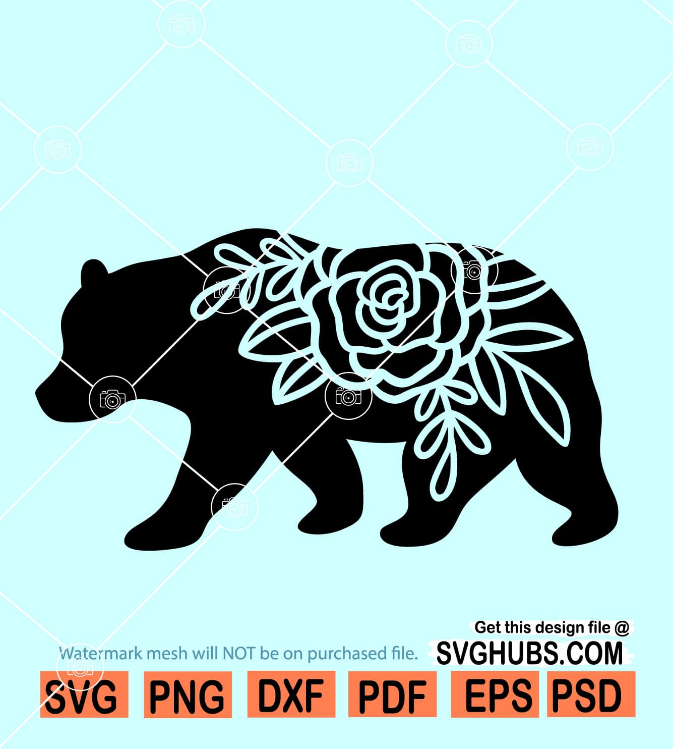 Mama bear , Floral bear SVG, EPS, PNG, DXF By Tabita's shop