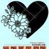 Heart with flowers SVG, Floral heart svg, Floral Heart Wreath SVG, Heart floral Svg, Geometric Wreath SVG