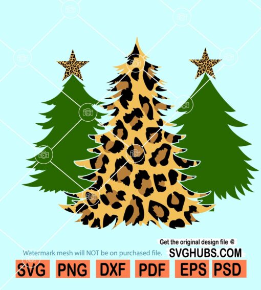 Leopard print Christmas tree svg