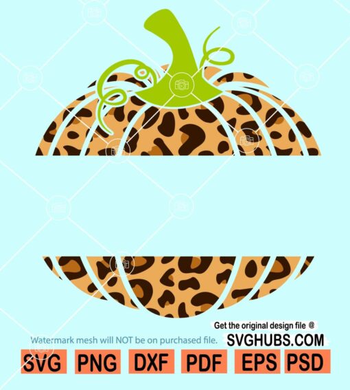 Leopard print split pumpkin svg