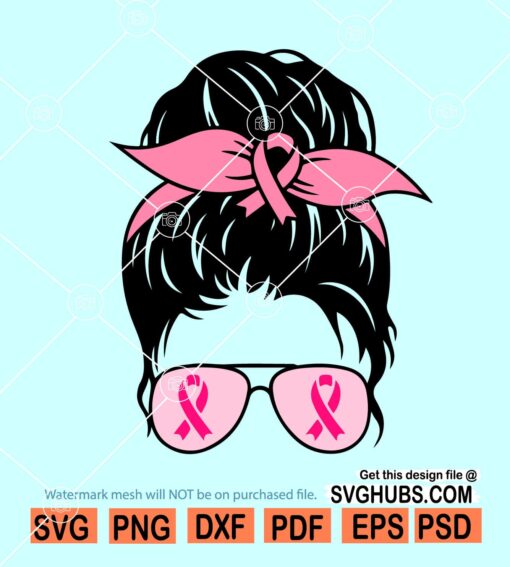Messy bun cancer SVG
