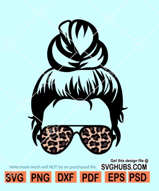 Messy bun leopard print SVG, Messy Bun SVG File, Messy Bun hair SVG ...