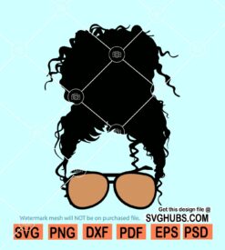 Messy bun with sunglasses SVG