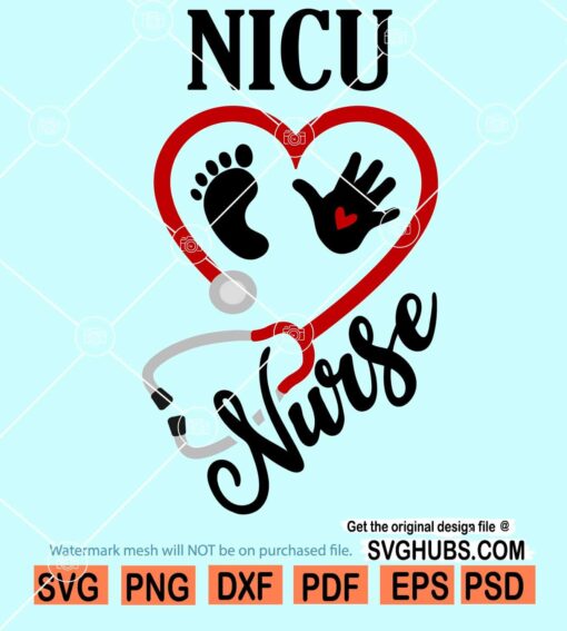 Nicu nurse heart stethoscope svg
