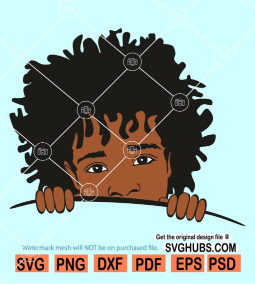 Peek a boo boy with afro hair SVG