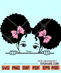 Peekaboo girl with afro puff hair SVG