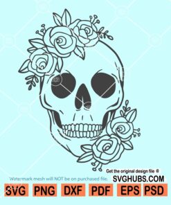 Skull with flowers svg