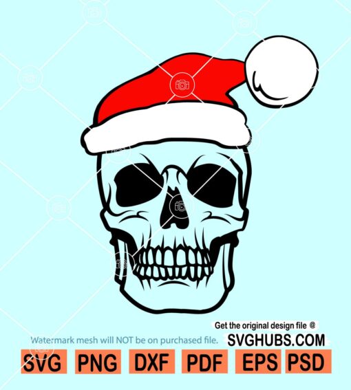 Skull with santa hat SVG