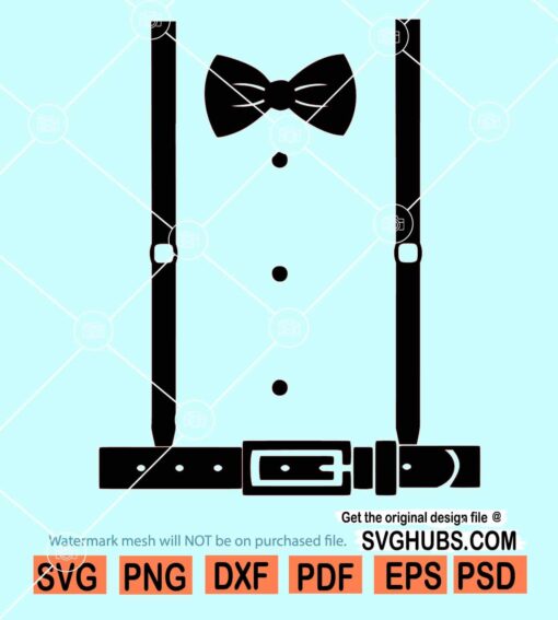 Suspenders with bow tie SVG