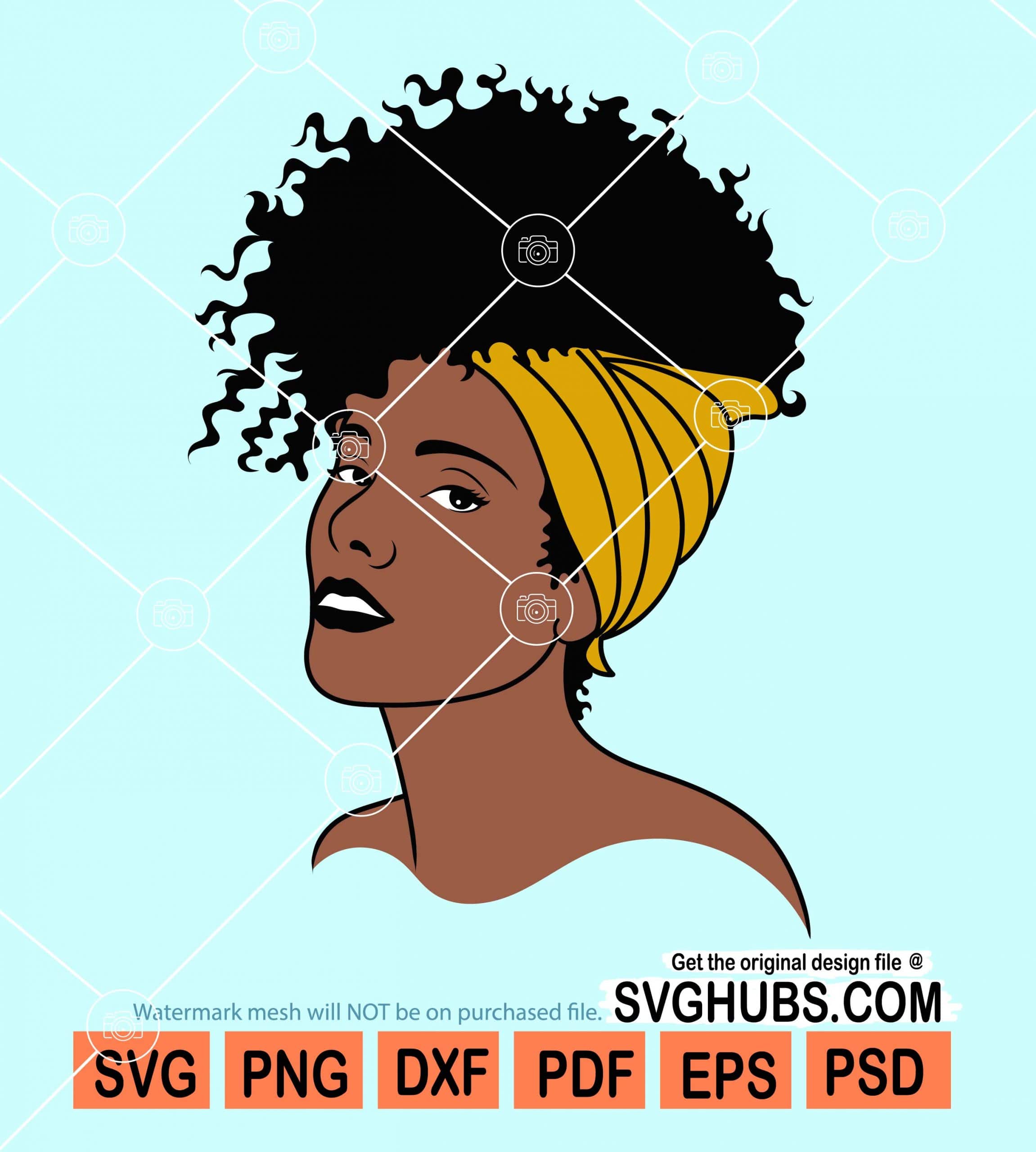 Afro woman with bandana svg, Strong Black Woman svg, Black Woman svg