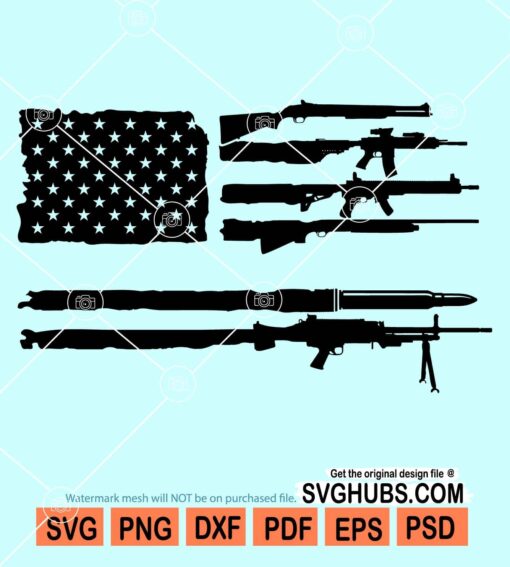 American flag with guns svg