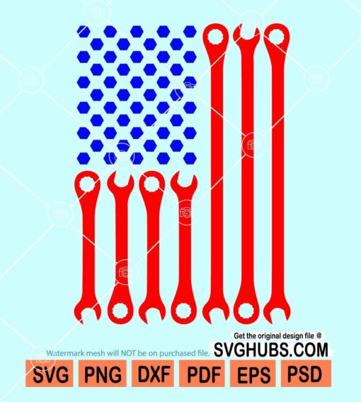 American vertical wrench flag svg