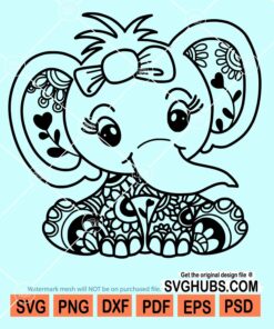 Baby elephant mandala svg