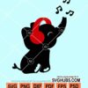Baby elephant wearing headphones svg