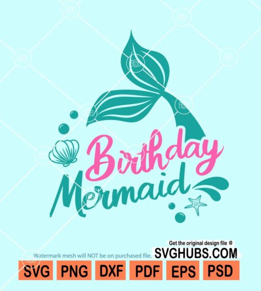 Birthday mermaid svg