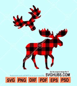 Buffalo plaid moose for merry christmas svg