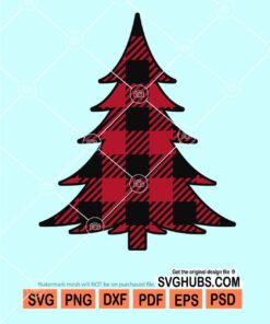 Buffalo plaid pattern christmas tree svg
