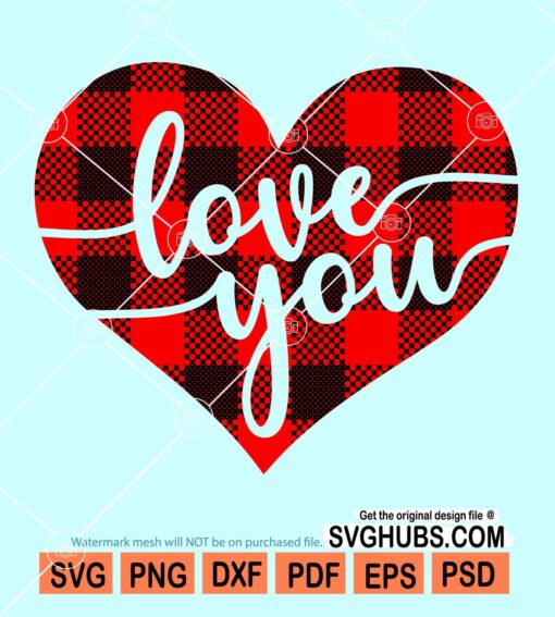 Buffalo plaid valentine heart svg