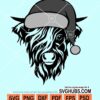 Christmas highland cow with santa hat svg