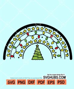 Christmas rainbow lights with tree svg