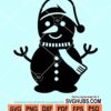 Christmas snowman with santa hat svg
