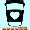 Coffee cup with heart svg