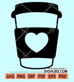Coffee cup with heart svg