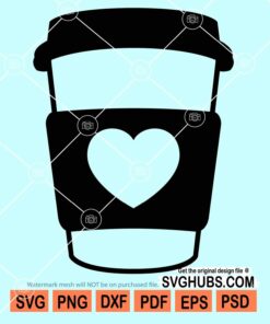 Coffee cup with heart svg
